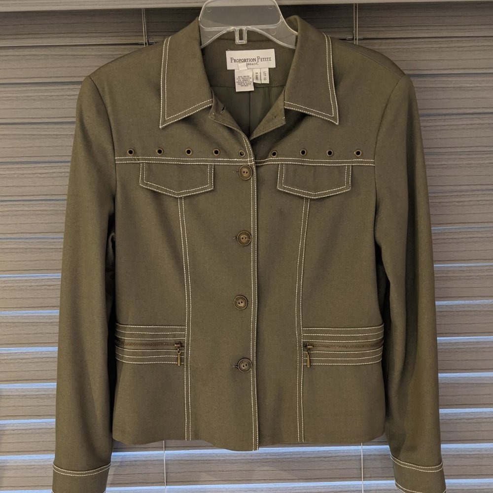 Proportion Petite Conrad C Jacket & Trouser Set Olive Green 8/10
